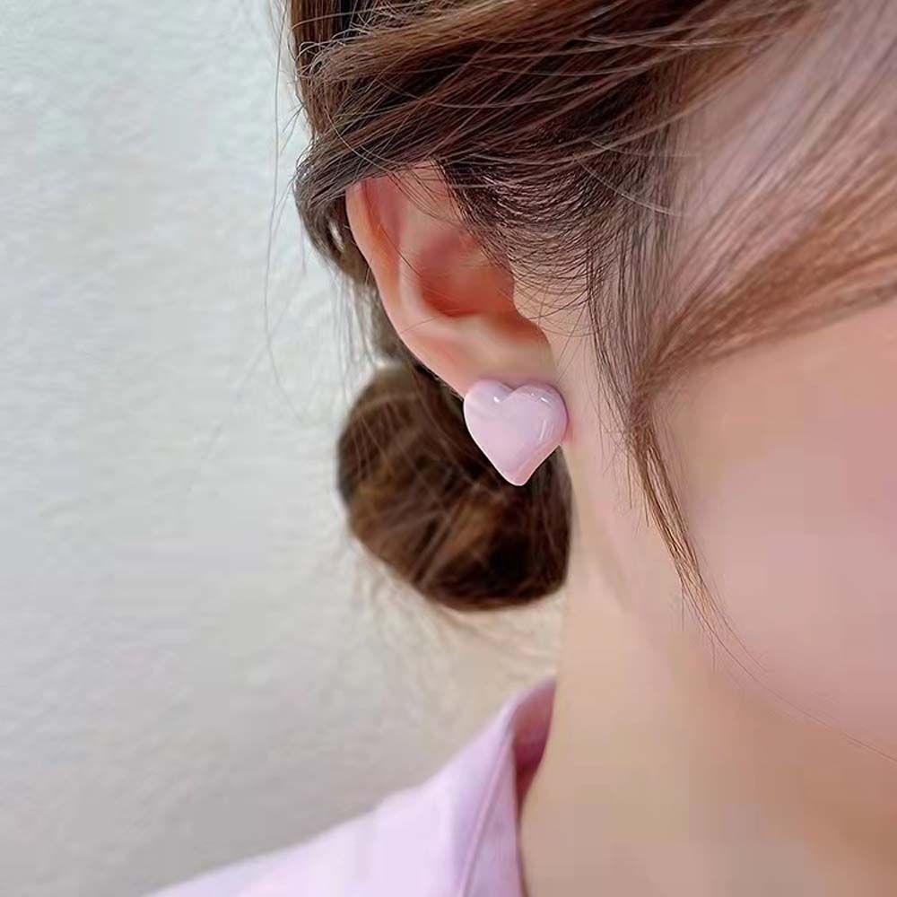 Mxbeauty Wanita Stud Earrings Kepribadian Temperamen Trendi Cinta Hati Permen Warna Alloy Ear Studs