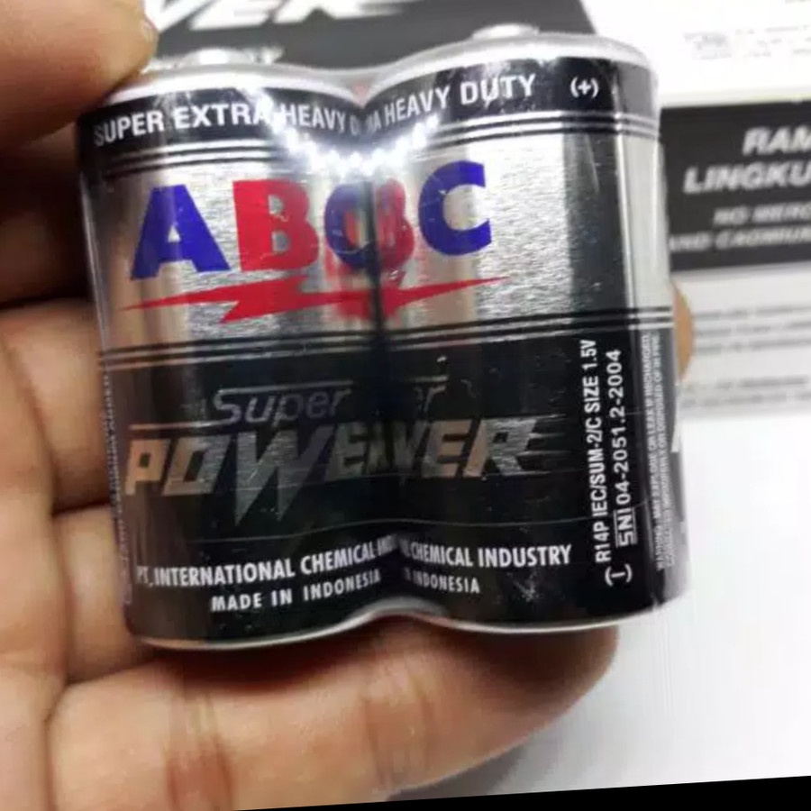 Baterai ABC size C R14- Batre ABC super power Hitam tipe C Sedang