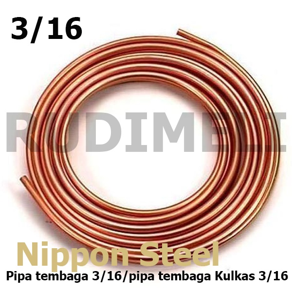 Pipa tembaga 3/16, pipa tembaga Kulkas 3/16 merek  Nippon Steel-(HARGA PER METER )