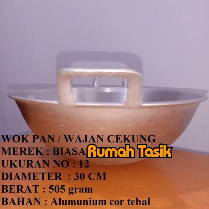 Wajan Penggorengan Cekung Tebal / Wok Pan Cekung No.12 Diameter 30cm