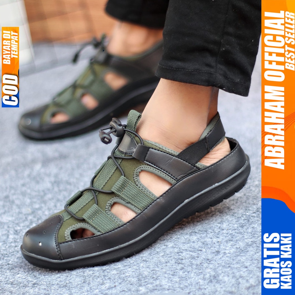 Sepatu Sendal Pria Casual Sepatu Slop Keren Kerja Outdoor Kulit PU Original LEXXA ABRAHAM