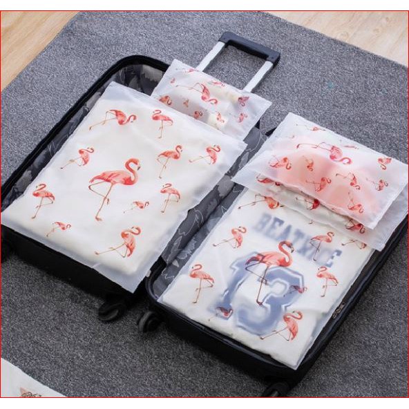 (NCS ZIPPER STORAGE BAG Organizer FLAMINGO kantong serbaguna untuk travel kosmetik