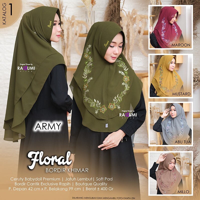 [Original Raqumi]Floral bordir khimar/hijab by Raqumi Hijab