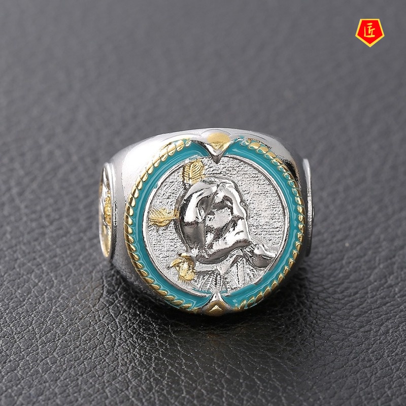 [Ready Stock]Men's Eagle Ring Western Ethnic Cowboy Style