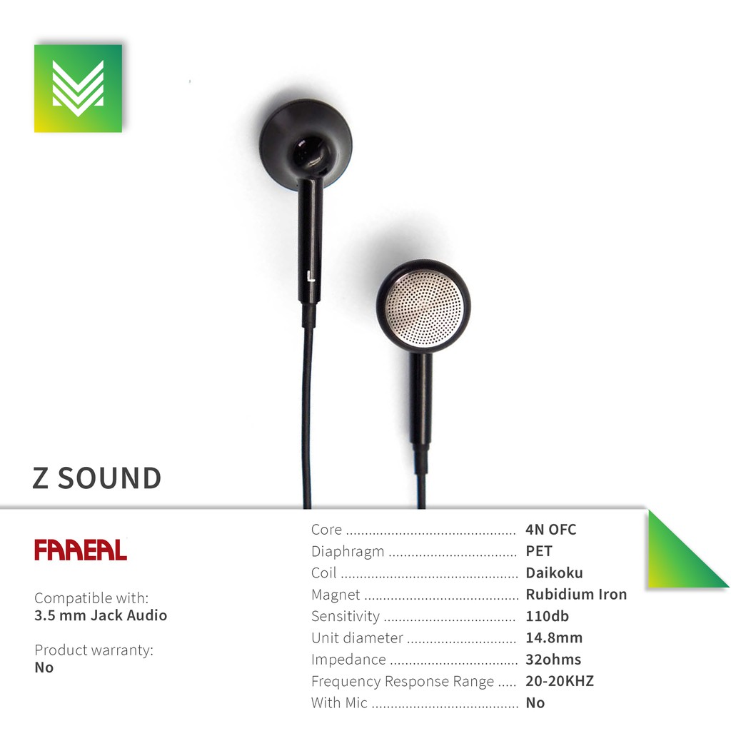 FAAEAL Z-Sound 32 Ohms HiFi Earbud 14.8mm Dynamic FAREAL ZSOUND