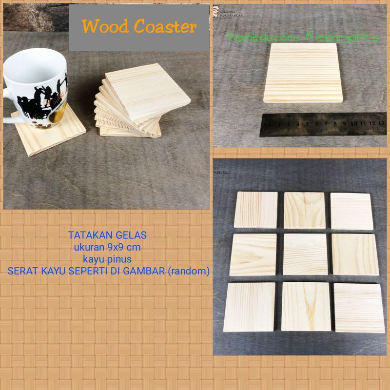 TATAKAN GELAS MURAH KAYU PINUS/WOODEN COASTER