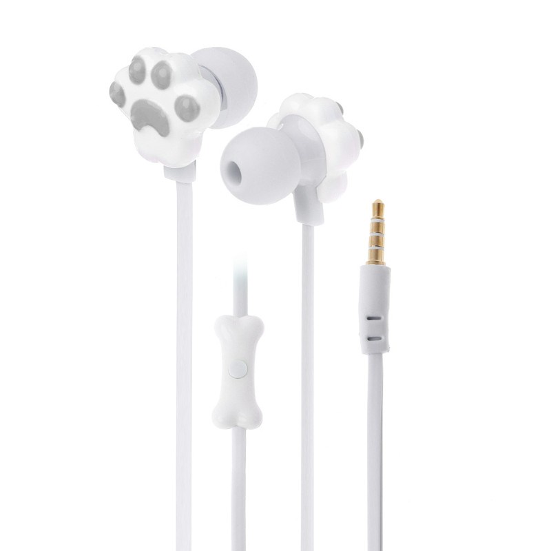 Cre Case Earphone In-Ear Stereo 3.5mm Desain Kucing Lucu Dengan Mic Untuk Anak Perempuan