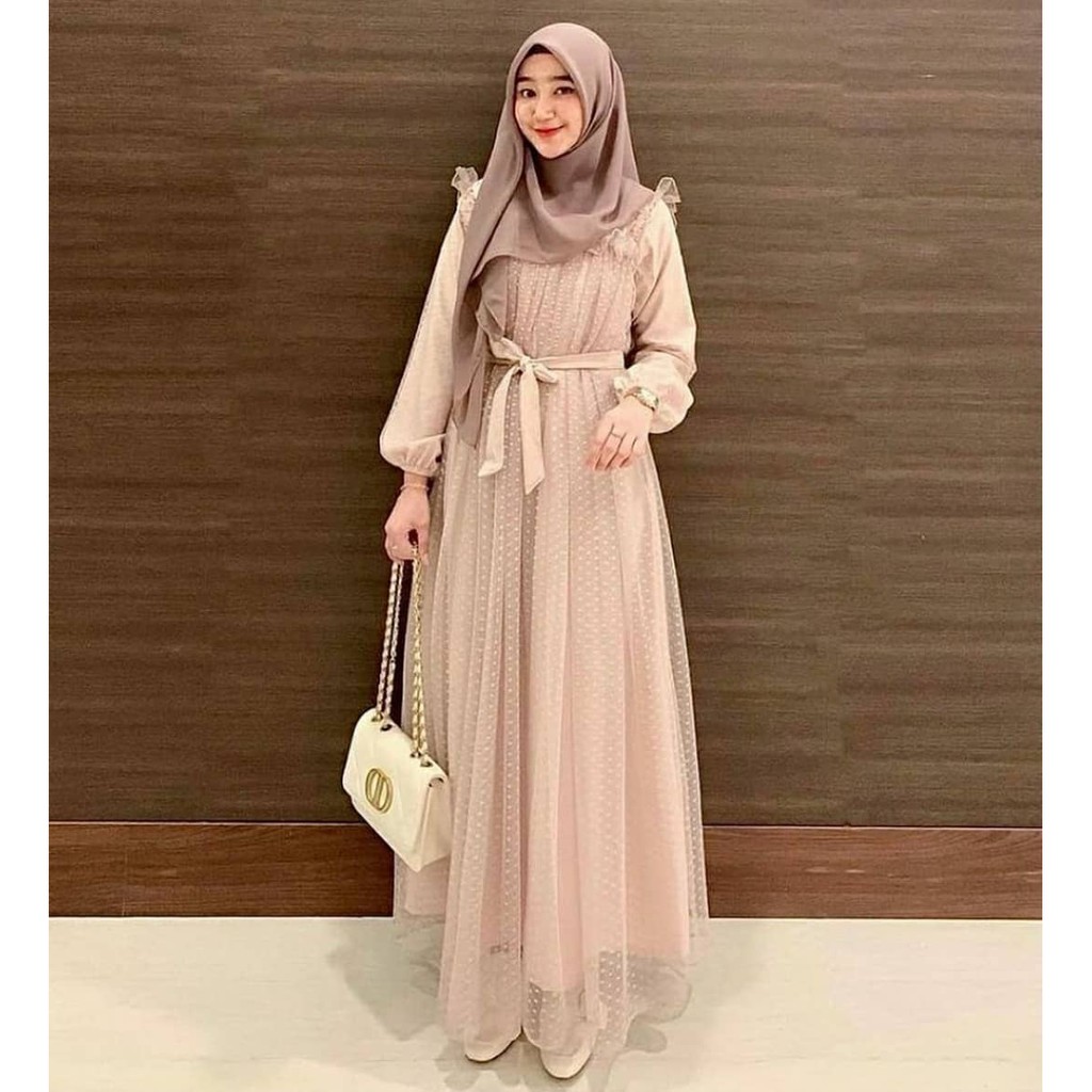 MARBELA DRESS Bahan Moscrepe Pakaina Wanita Gamis Panjang Terusan Gamis Wanita Dress Muslim Terbaru