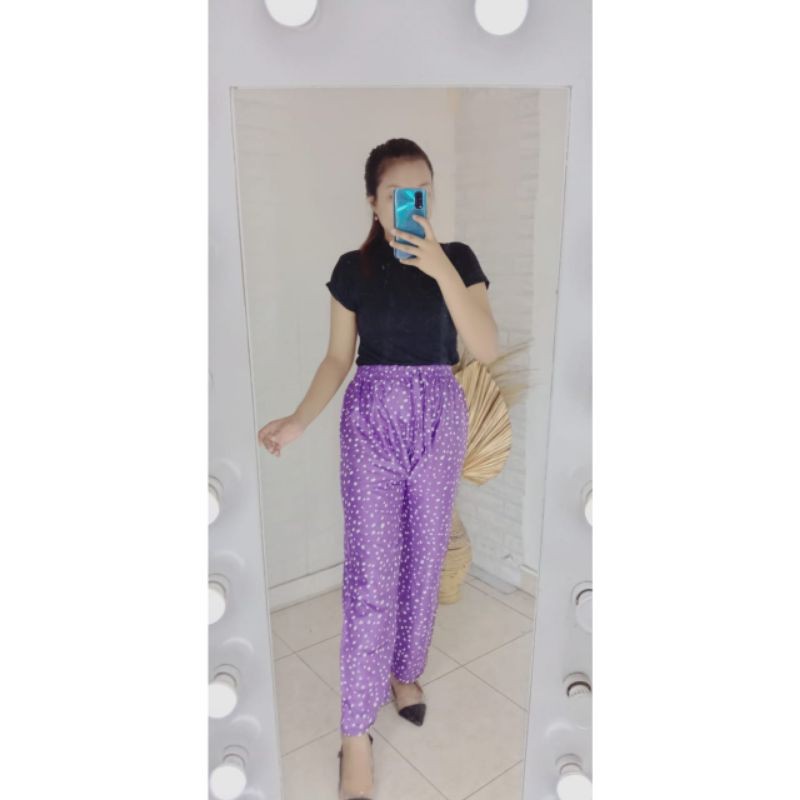 CELANA KULOT PANJANG MOTIF VOLKADOT-Ungu