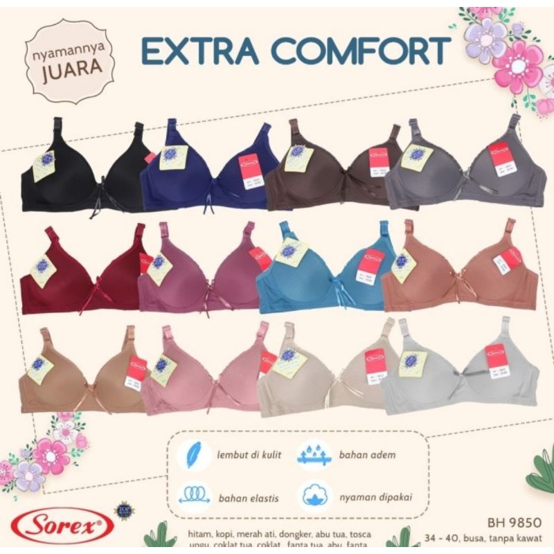 Sorex Bra Extra Comfort 9850 BH Busa Tanpa Kawat Setara Cup B