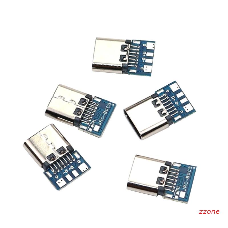 zzz 5 Pcs USB Cables 14 pin Connector Metal Type-c Connector Breakout P-CB Board