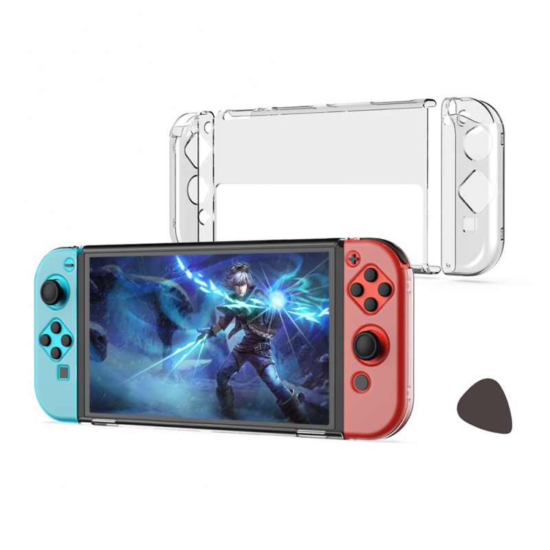 Hard Case Cover Pelindung Konsol Nintendo Switch Oled 3 In 1 Kiri / Kanan Bahan Pc Transparan