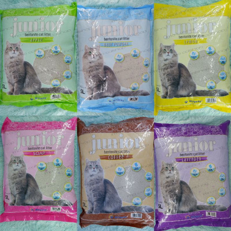 junior cat sand pasir kucing wangi gumpal 25 lt