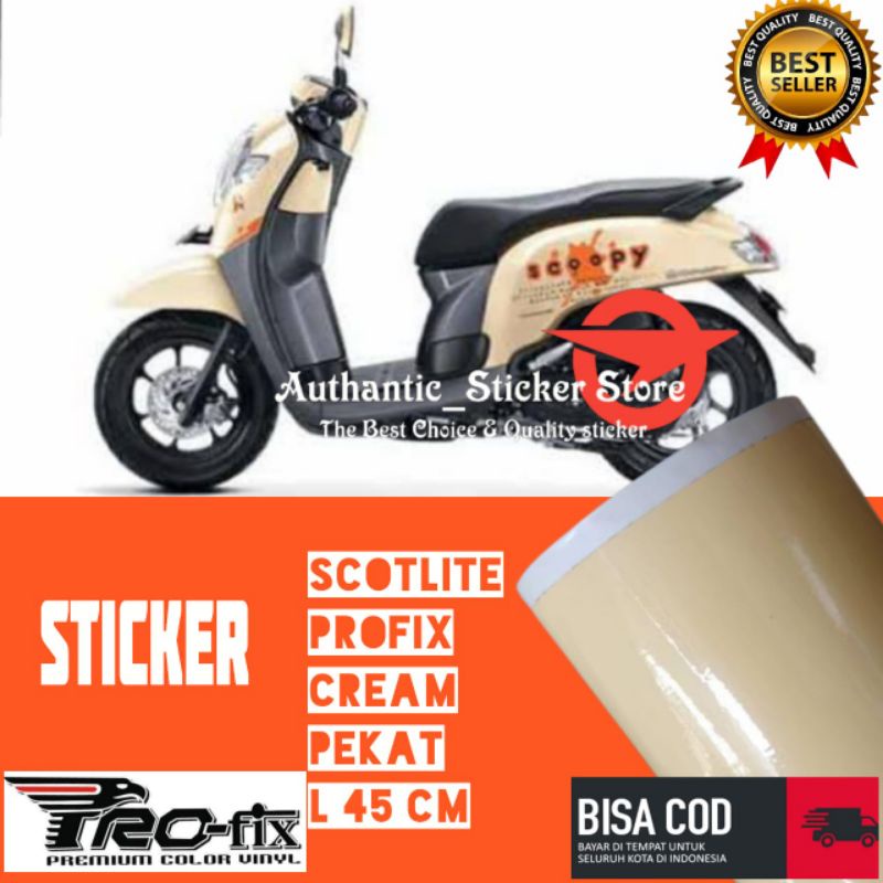 Stiker skotlet motor warna krem merk profix wrap motor scotlite cream Scoopy