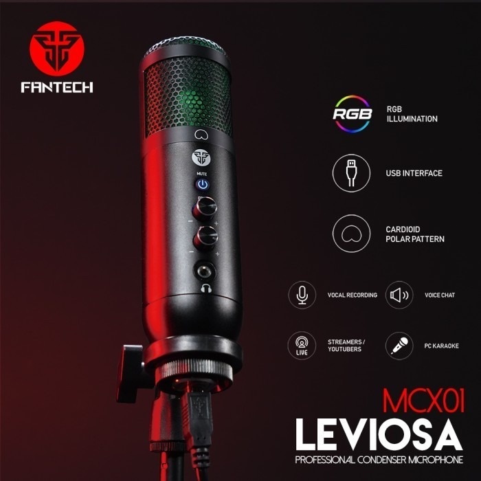 Microphone Condenser Fantech Leviosa MCX01 High Quality for Recording mcx 01