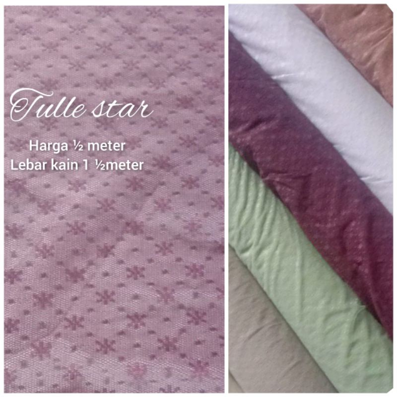 Kain Tile Dot Salju Bintang / Tulle Snow Flakes / Tile Motif Star