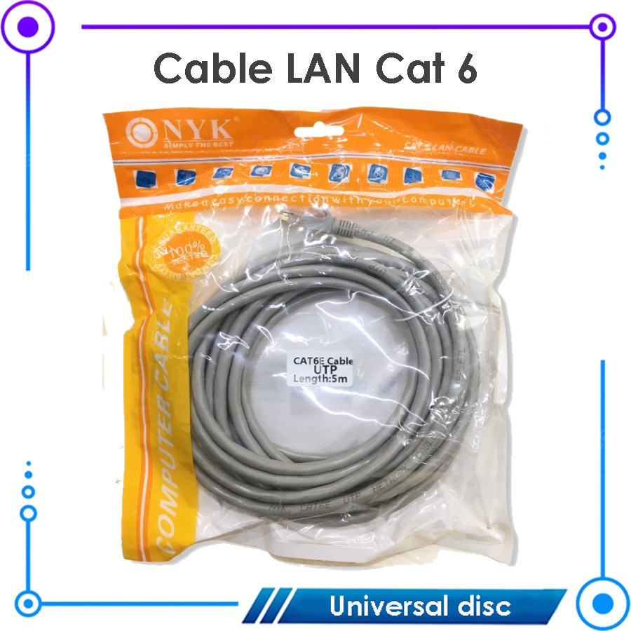 Kabel LAN UTP Cat 6 5M NYK - Kabel LAN 5M cat6 - Kabel UTP 5M - Kabel Jaringan internet