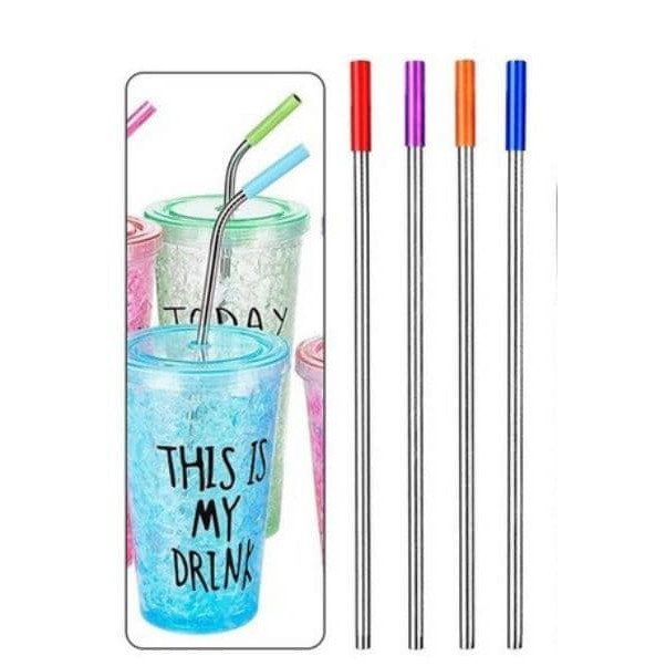 Stainless Steel Straight Straws+Silicone Case+Cleaner Brush (5pcs)