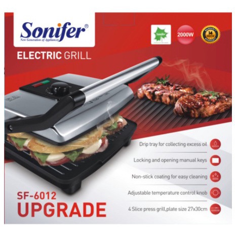 Sonifer SF-6012 BBQ GRILL ELEKTRIK Listrik Steak Sandwich Panggangan SONIFER