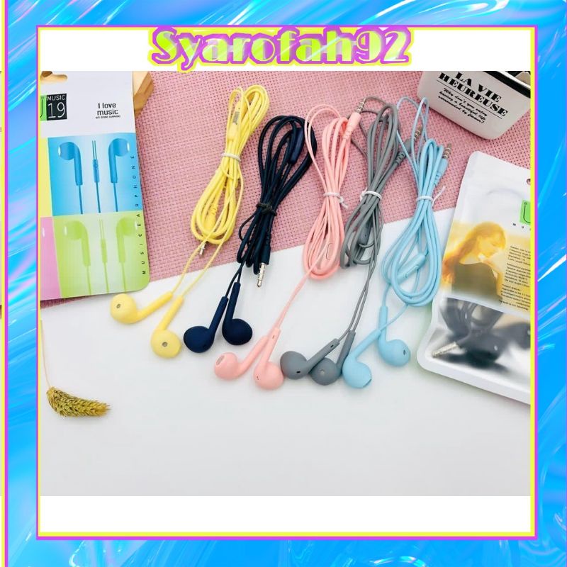 (SYA92) HEADSET MACARON U19 Handsfree matte colorfull