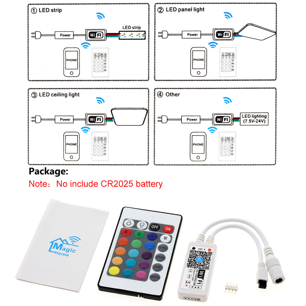 Remote Control Lampu LED RGB 24 Key with Wifi Controller