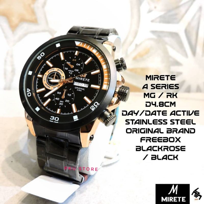 JAM TANGAN PRIA MIRETE ORIGINAL RANTAI STAINLIS STEEL