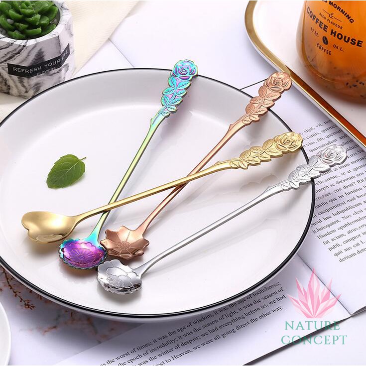 Sendok Unik Gagang Rose untuk Anak Teh Kopi Gift Dessert Kue