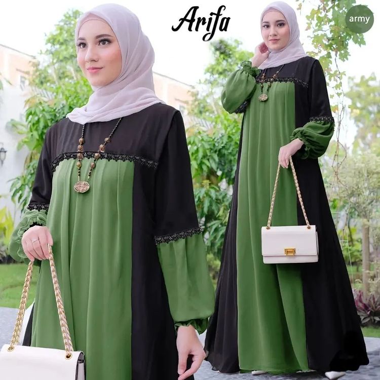ARIFA DRESS WD Bahan CERUTY BABYDOLL FULL PURING DRESS CERUTY BAJU WANITA TERBARU GAMIS CERUTY DRESS