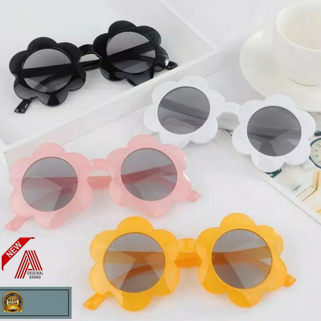 Kacamata Anak Anti UV / Bulat Motif Bunga Matahari premium