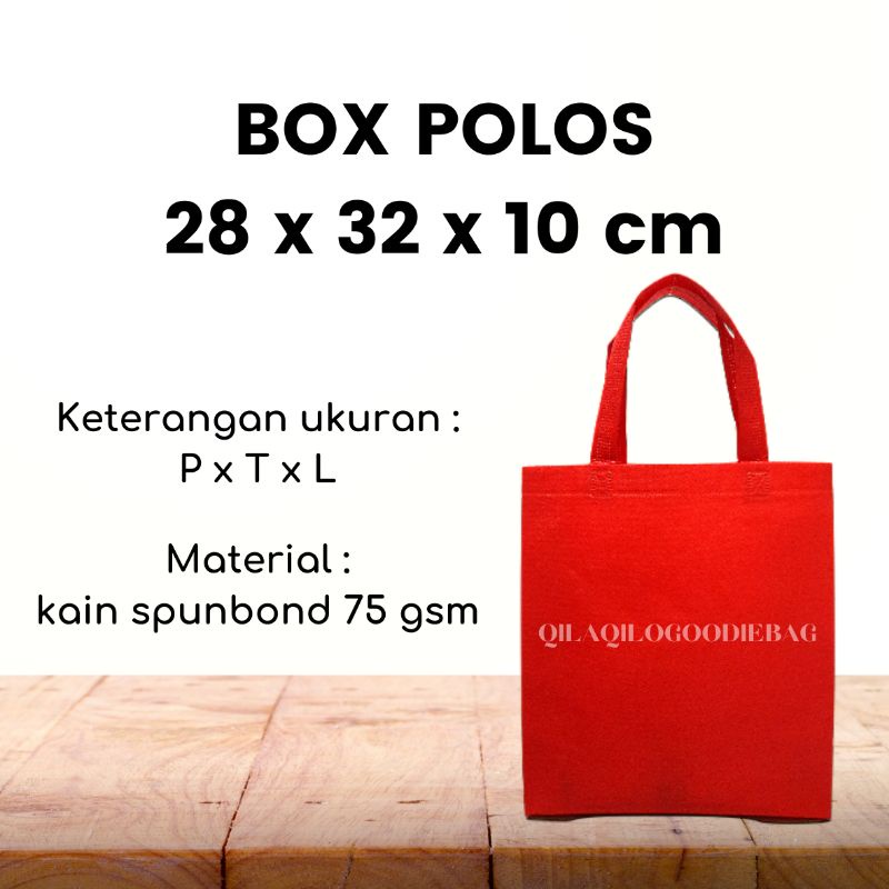 

TAS SPUNBOND BOX POLOS ukuran 28 x 32 x 10 cm (Px T x L)