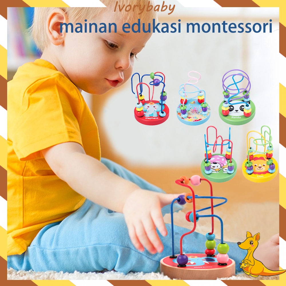 Ivorybaby mainan edukasi anak bayi Mini Round Beads montessori toys