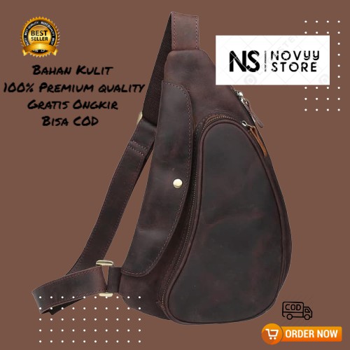 TAS SELEMPANG KULIT PRIA WAIST BAG PRIA TAS KULIT COWOK ASLI TOTE BAG PRIA HIGHT QUALITY NS 175