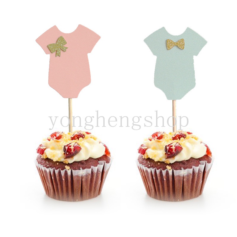 10pcs Topper Kue Bentuk Kain Tulisan He or She Gender Reveal Untuk Dekorasi Pesta Ulang Tahun