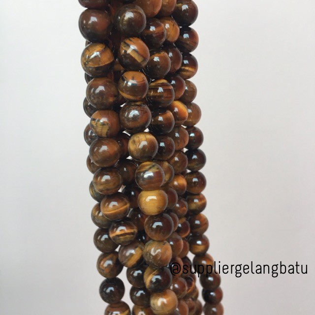 bahan biduri sepah brown tiger eye cokelat 10mm natural akik kayu