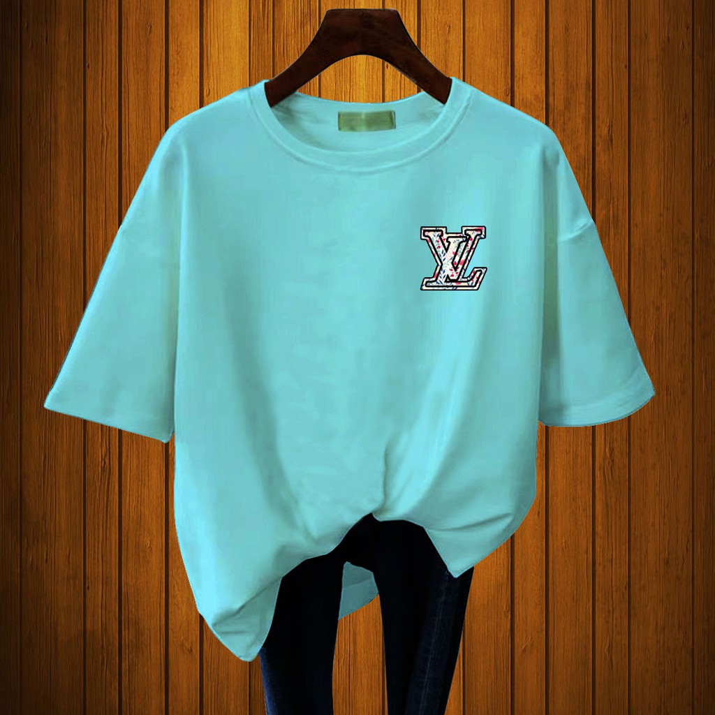 CALVIERO SHOP - BAJU KAOS PRINT L VEE FLOWERS PATTENTS ATASAN WANITA DEWASA