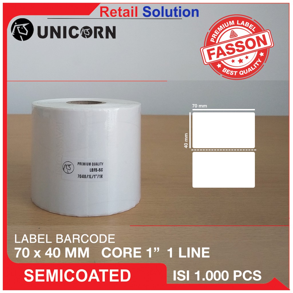 Stiker Label Barcode Semicoat 70x40 mm / 70 x 40 mm / 70x40mm / 7x4 CM