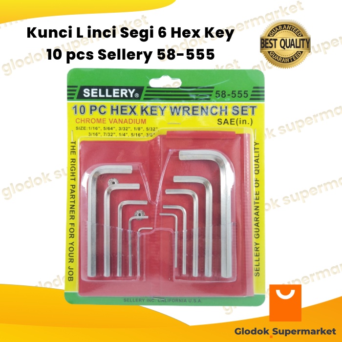 Kunci L inci Segi 6 Hex Key 10 pcs Sellery 58-555