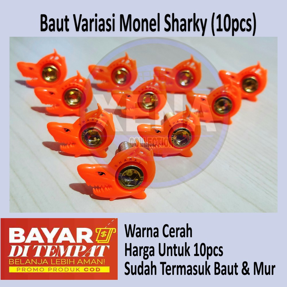 Baut Variasi motor model Sharky Hiu (10Pcs) Monel + Baut + Mur