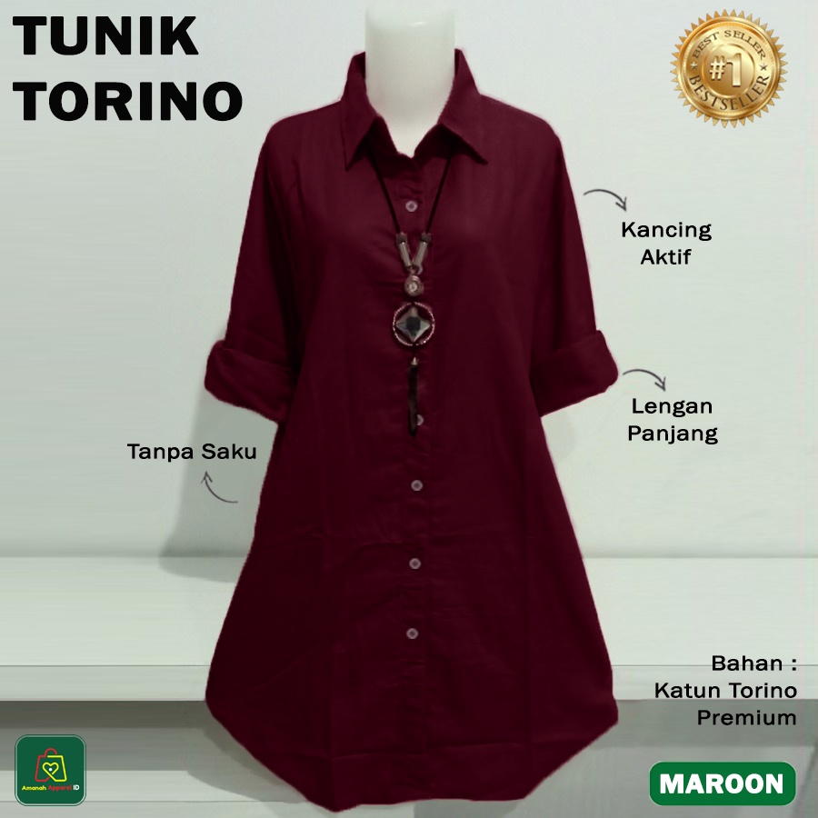 Baju Atasan Wanita Muslim TUNIK TORINO Bahan Katun JUMBO All Size Fit to XXL / 28861