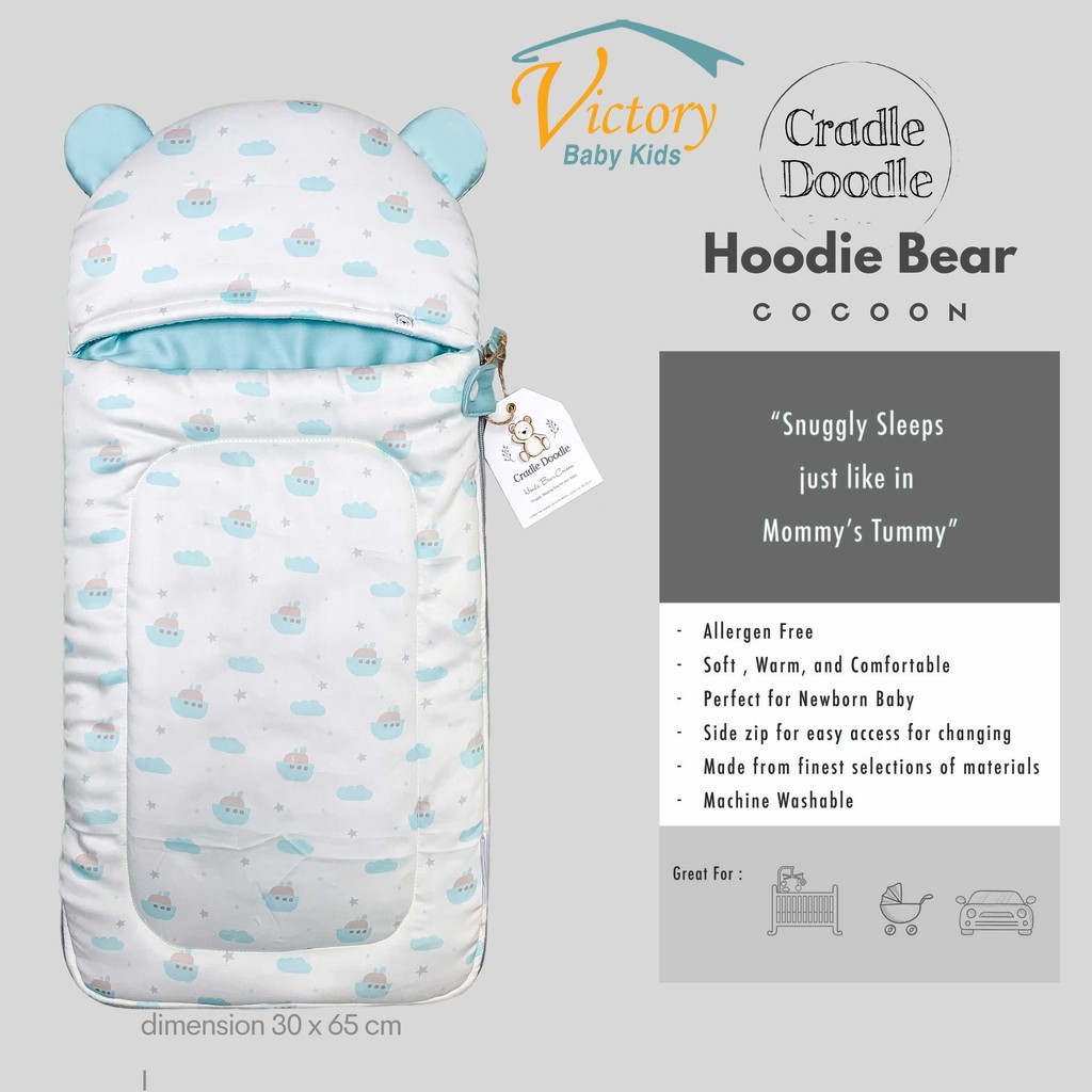 Cradle Doodle - Baby Cocoon Selimut Bayi Blue Ship