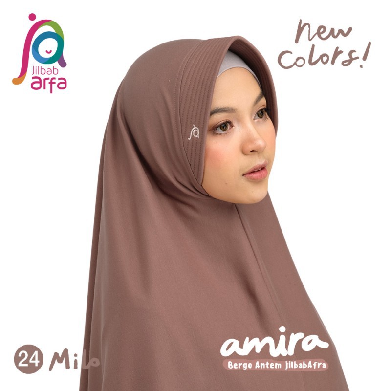 Jilbab Afra Amira - Bergo Antem - Warna Milo - Instant Adem Lembut