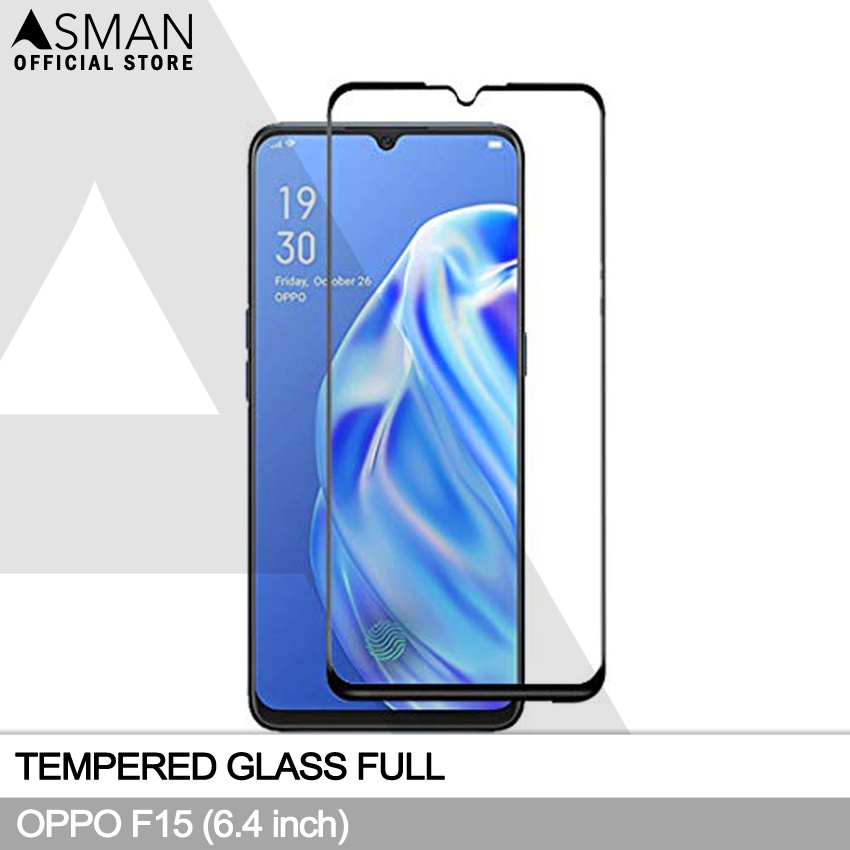 Tempered Glass Full OPPO F15 (6.4&quot;) | Anti Gores Kaca - Hitam