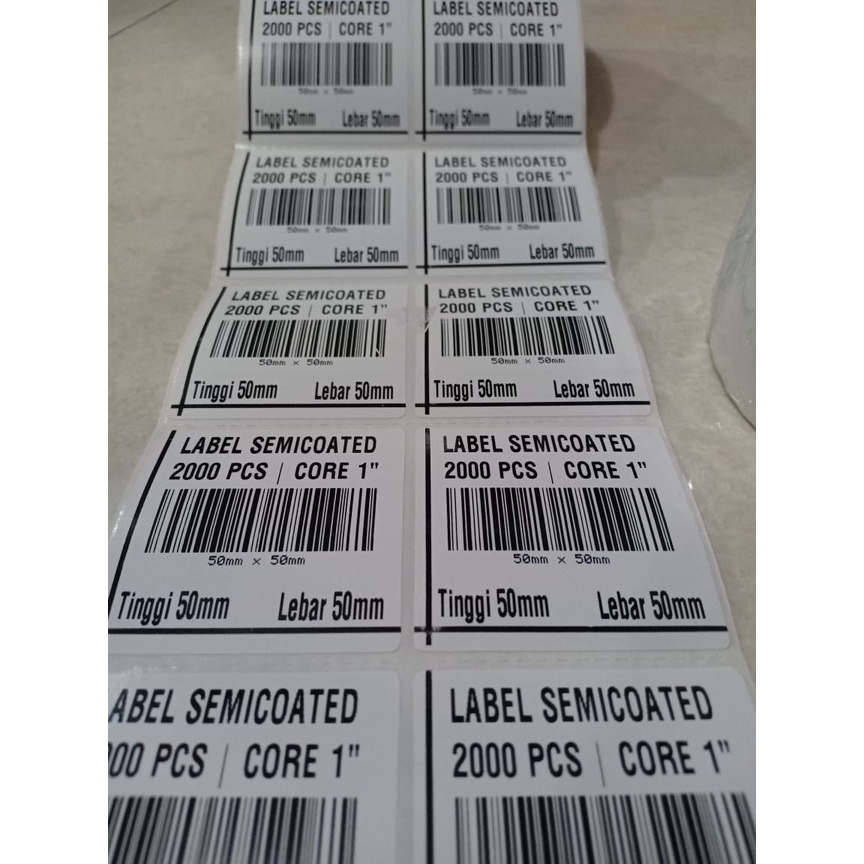 

STIKER LABEL SEMICOATED | SEMICODE | SEMICOT 50 x 50 | 50x50 | 5cm X 5cm ISI 2000 CORE 1" 2 LINE
