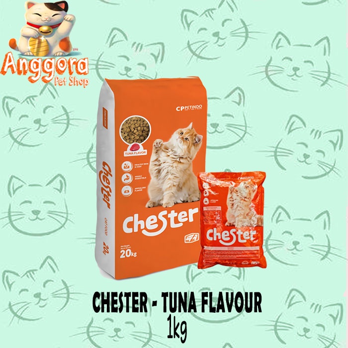 Makanan kucing kering CHESTER rasa Tuna 1kg - Makanan kucing murah