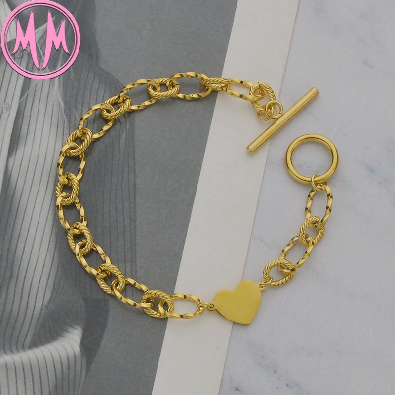 MORYMOSHI B559 Gelang Wanita Titanium Stainless Rantai Love Anti Karat Anti Luntur Fashion Korea