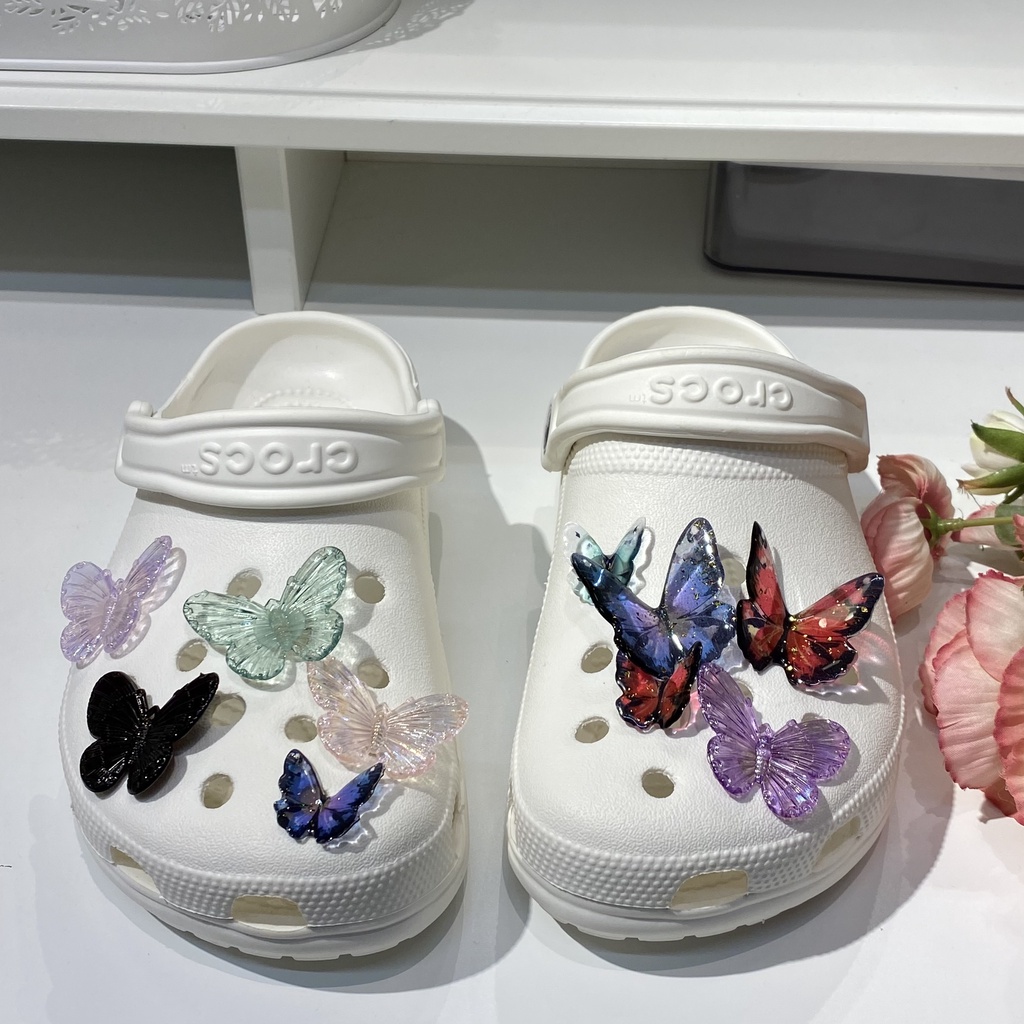 Butterfly 1 Pc Aksesoris Stiker Gesper Sepatu Bentuk Kupu-Kupu crocs Untuk Dekorasi