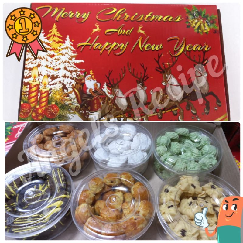 Paket Kue Kering Natal / Hampers Parcel Natal 6 box (Rasa Enak) - Homemade Cookies
