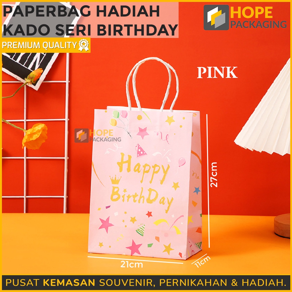 [ 3 PCS ] Paper Bag Kertas souvenir Hadiah Happy birthday / Kado  Ulang Tahun Gift Bag Lilin