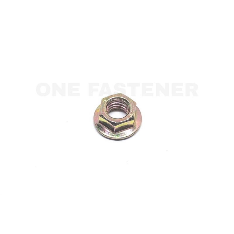 100 Pcs Mur Flange Nut M6 Kuning topi 6mm 6mili pitch 1.0 Kunci 10