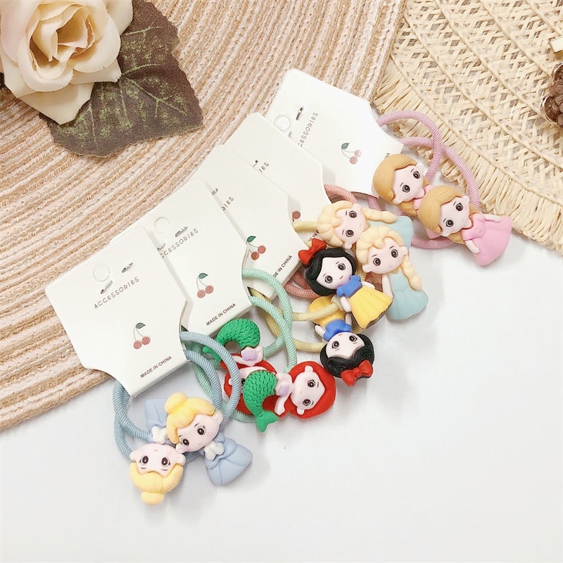 Ikat Karet Rambut Anak Disney Korea styel Motif Princess Elsa Frozen/Mermaid/Aurora/Snow White